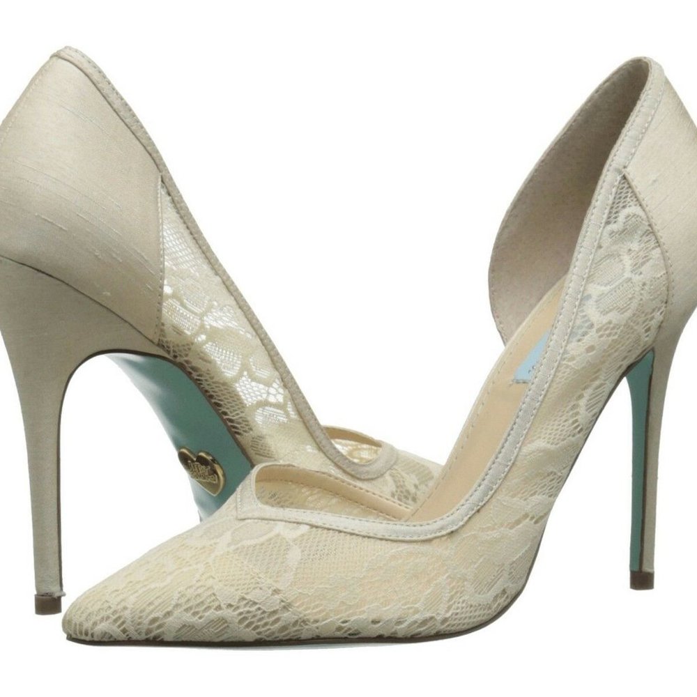 Blue by Betsey Johnson Grace Champagne Lace D'Orsay